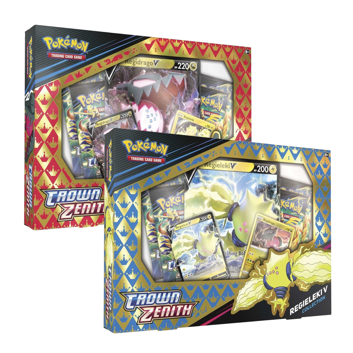 Crown Zenith Elite Trainer Box & popular Regieleki V & Regidrago V Collection Box Bundle